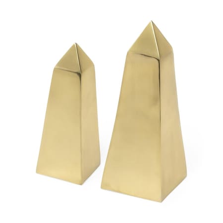 Palacedesigns 11 x 4 x 4 in. Gold Metal Elongated Pyramid Decor Pieces PA3104821